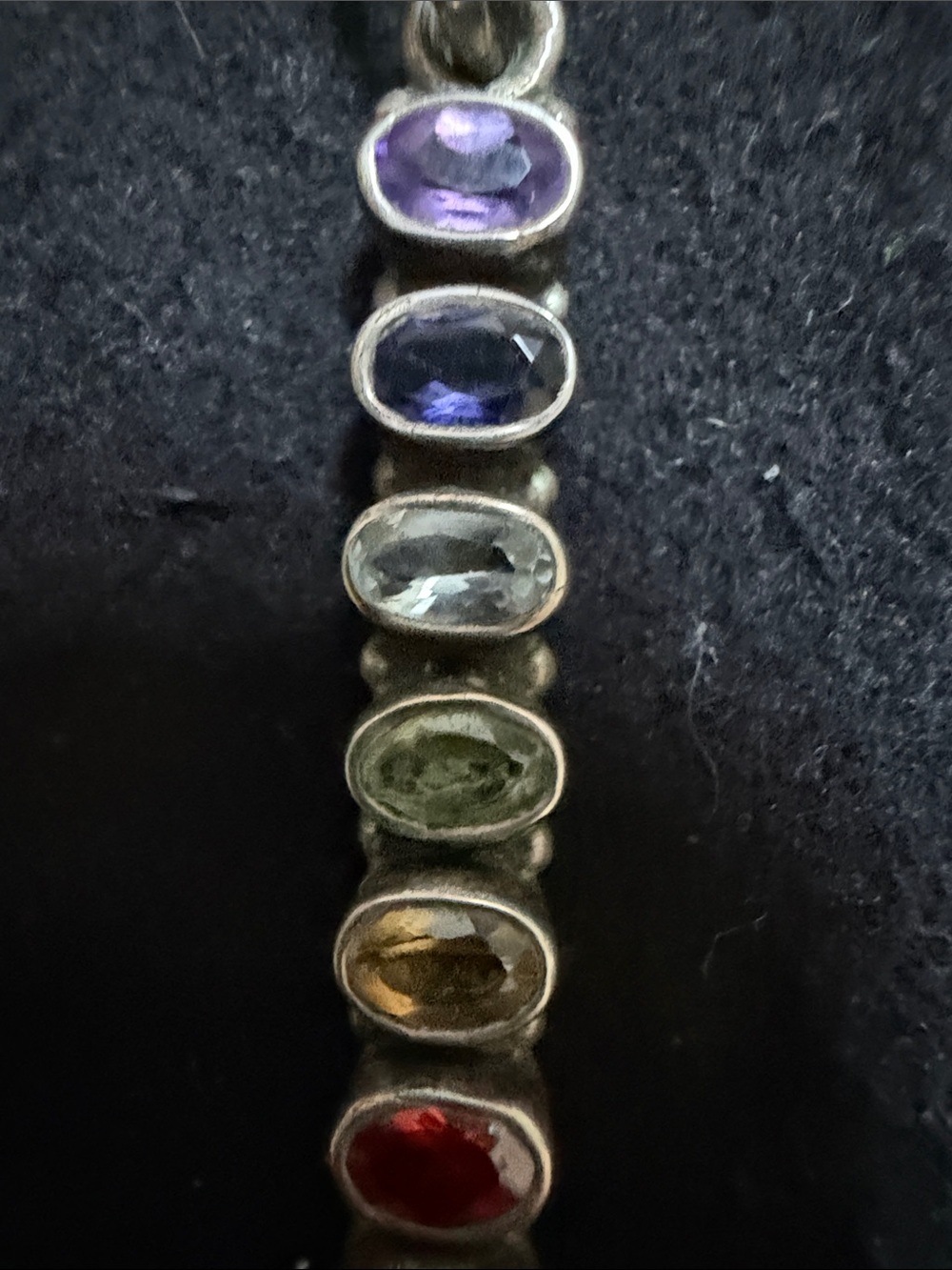 Source Unknown Sterling Multi-Color Gem Bar Pendant with Pearl - Picture 9 of 11